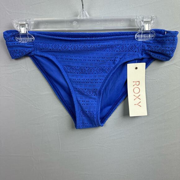 Roxy Paradise Base Girl Bikini Bottom Women’s Large Majorella Blue Crochet - Picture 1 of 7